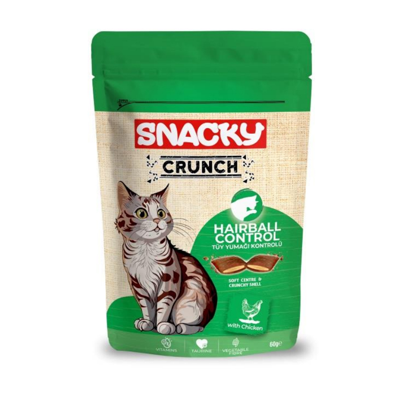 تشویقی گربه کنترل گلوله مویی کرانچ اسنکی با طعم مرغ Snacky Crunch Hairball Control Cat Treats With Chicken وزن 60 گرم