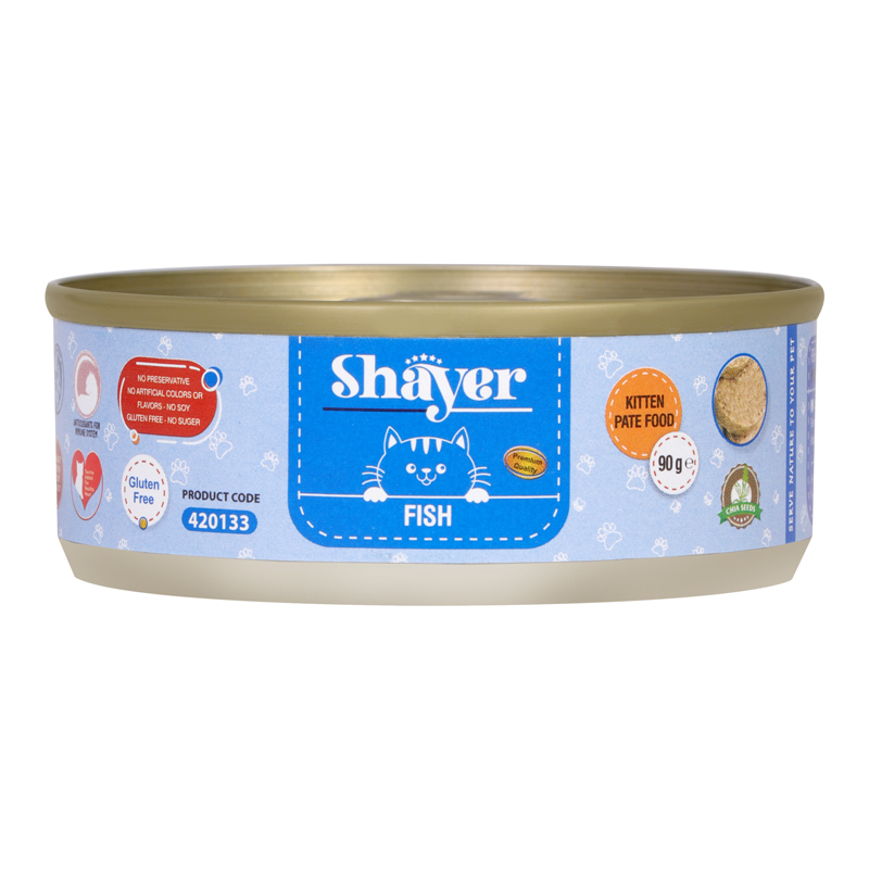 کنسرو غذای بچه گربه با طعم ماهی شایر Shayer Pate With Fish وزن 90 گرم