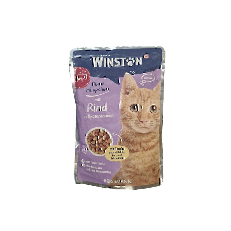 پوچ گربه وینستون با طعم گوشت گاو در سس Winston Beef In Gravy وزن 100 گرم