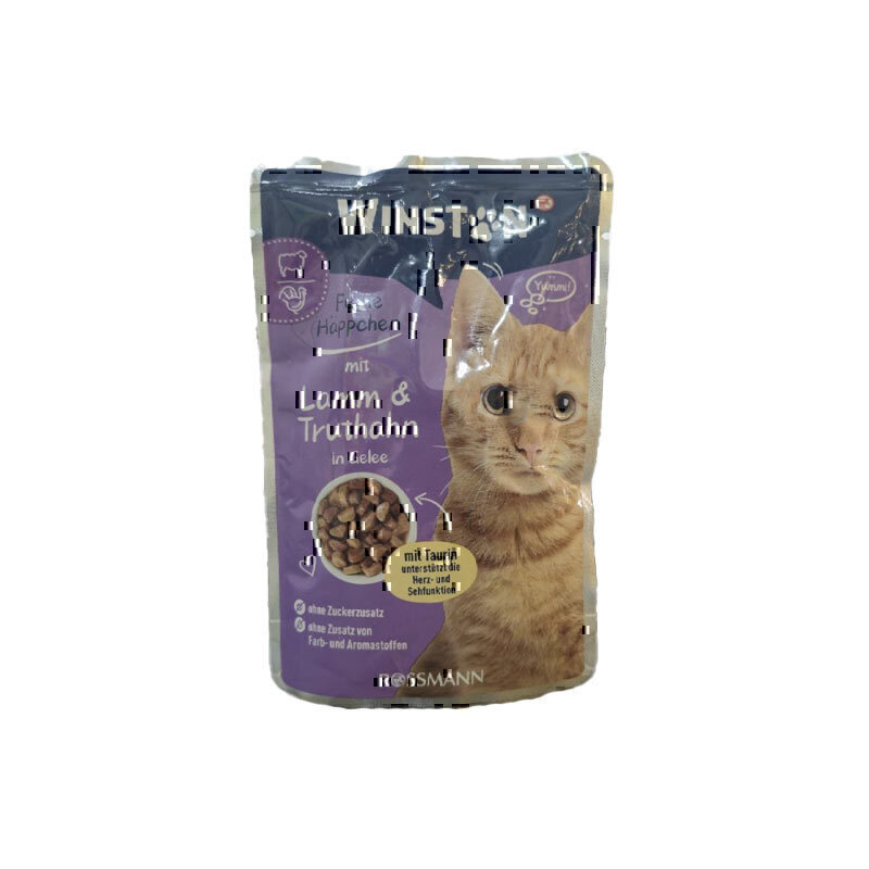 پوچ گربه وینستون با طعم بره و بوقلمون در ژله Winston Lamb & Turkey In Jelly وزن 100 گرم