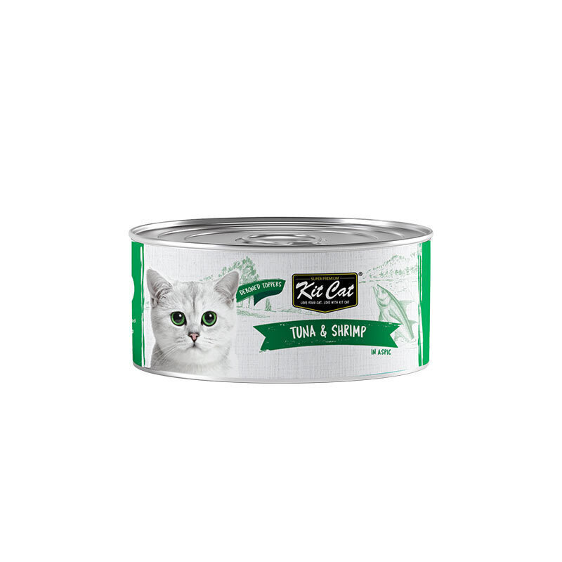 کنسرو غذای گربه کیت کت با طعم ماهی تن و میگو KitCat Tuna & Shrimp وزن 80 گرم