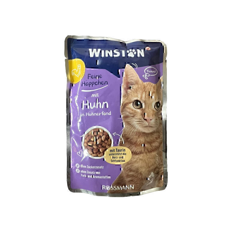 پوچ گربه وینستون با طعم مرغ در سس مرغ Winston Chicken In Chicken Sauce وزن 100 گرم