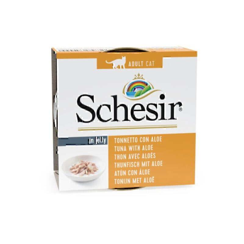 کنسرو غذای گربه شسیر با طعم ماهی تن و آلوئه ورا Schesir Tuna & Aloe In Jelly وزن 85 گرم