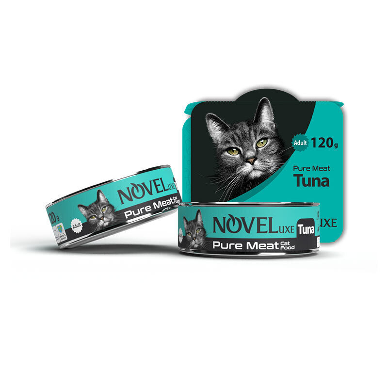 کنسرو گوشت تازه گربه نوول با طعم ماهی تن Novel Pure Meat With Tuna وزن 120 گرم