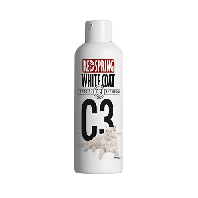 شامپو گربه C3 مخصوص موهای سفید و روشن رداسپرینگ Redspring White Coat Shampoo C3 حجم 300 میلی لیتر
