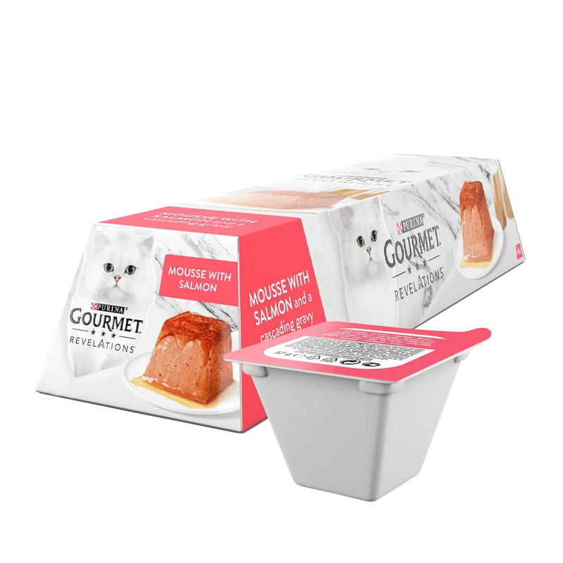 غذای کاسه ای گربه با بافت موس گورمت با طعم ماهی سالمون Gourmet Revelations Mousse with Salmon بسته 2 عددی