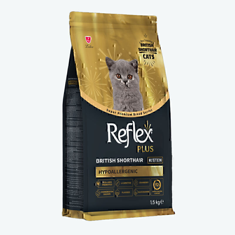 غذای خشک بچه گربه بریتیش رفلکس پلاس Reflex Plus Kitten British Shorthairوزن 1.5 کیلوگرم