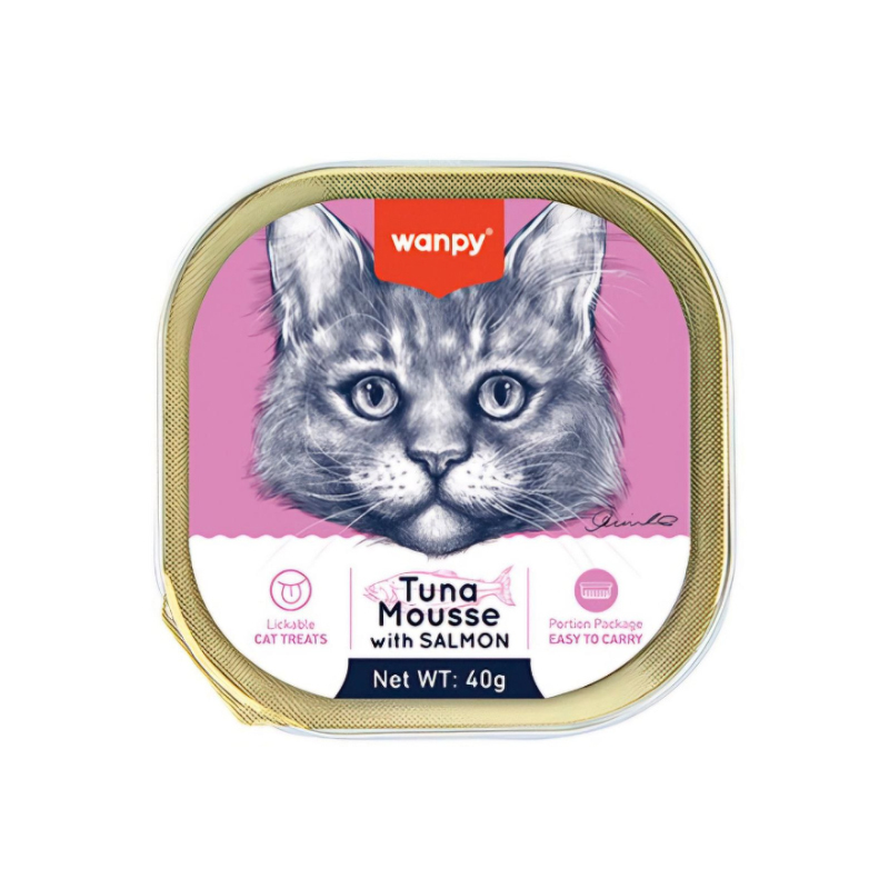 ووم گربه ونپی با طعم ماهی تن و سالمون Wanpy Tuna Mousse With Salmon وزن 40 گرم