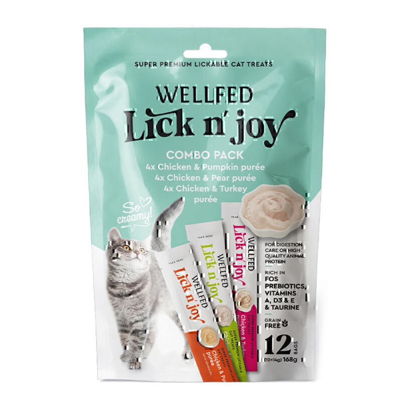 بستنی گربه ولفد مناسب برای سیستم گوارشی WellFed Cat Treat بسته 12 عددی