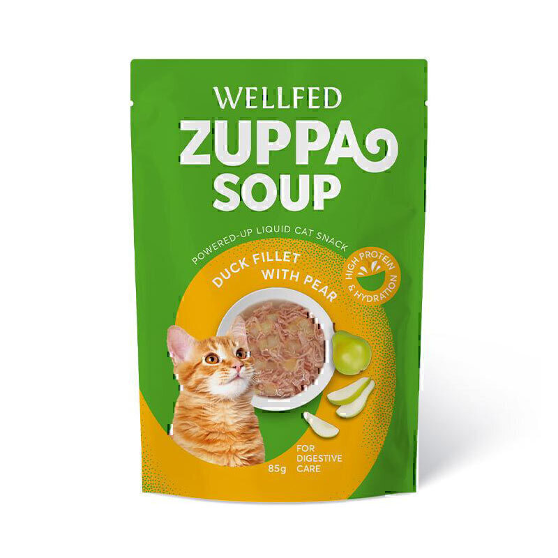 سوپ گربه ولفد با طعم تکه های اردک با گلابی WellFed Duck Fillet And Pear Soup وزن 85 گرم