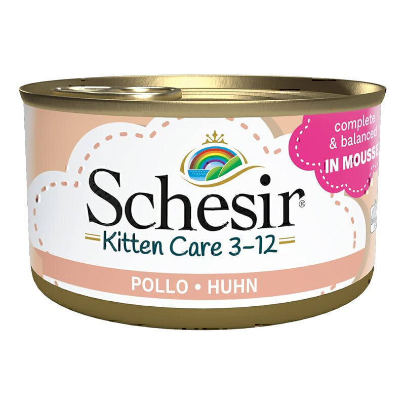 کنسرو غذای بچه گربه شسیر با طعم مرغ Schesir Kitten Food With Chicken in Mousse وزن 85 گرم