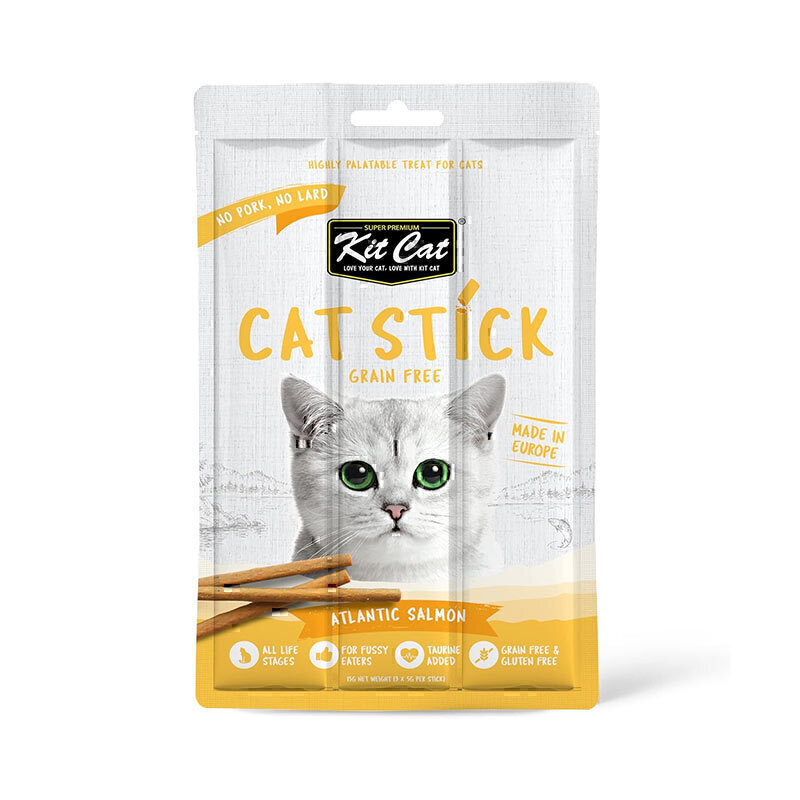 تشویقی مدادی گربه کیت کت با طعم ماهی سالمون Kit Cat Grain-free Cat Sticks With Atlantic Salmon وزن 15 گرم