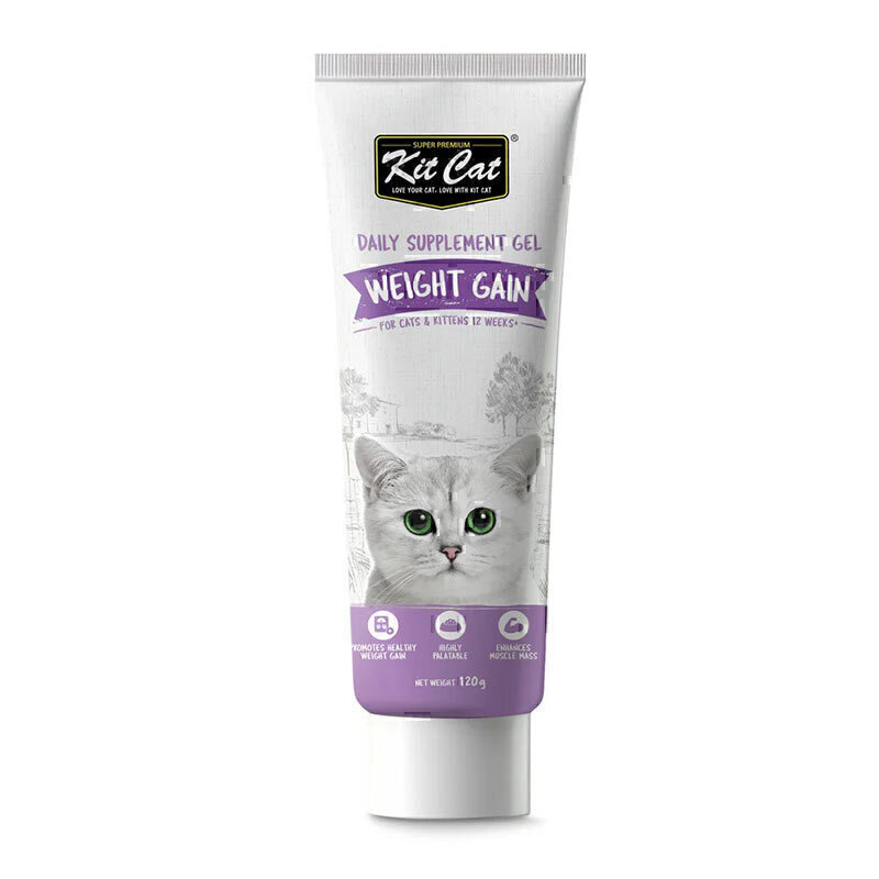 خمیر مکمل افزایش وزن گربه کیت کت Kit Cat Weight Gain Daily Supplement Gel وزن 120 گرم