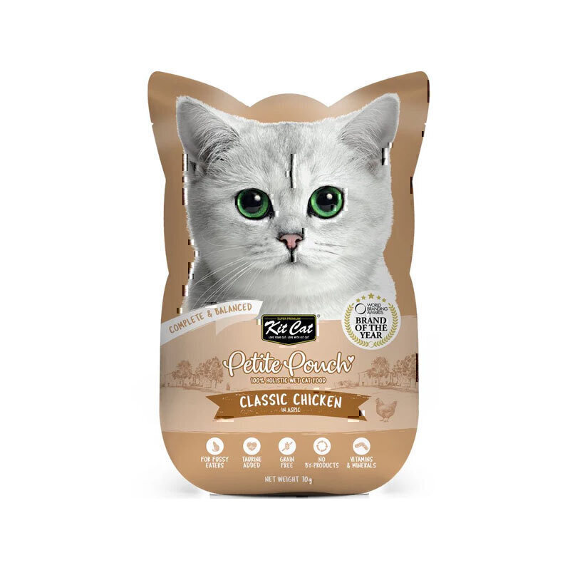 پوچ گربه کیت کت با طعم مرغ کلاسیک Kit Cat Cat Pouch With Classic Chicken وزن 70 گرم