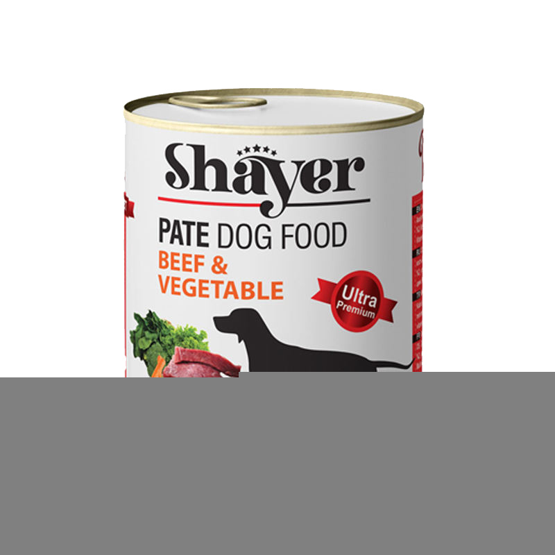 کنسرو غذای سگ با طعم گوشت و سبزیجات شایر Shayer Pate With Beef & Vegetable وزن 800 گرم