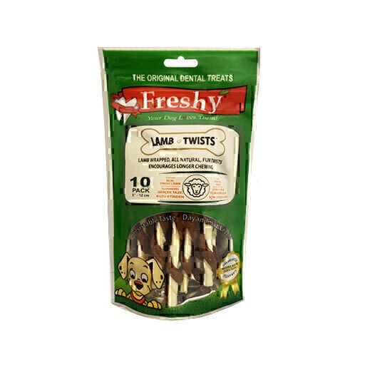 تشویقی دنتال سگ فرشی با طعم گوشت بره Freshy Dental Lamb Twists بسته 10 عددی