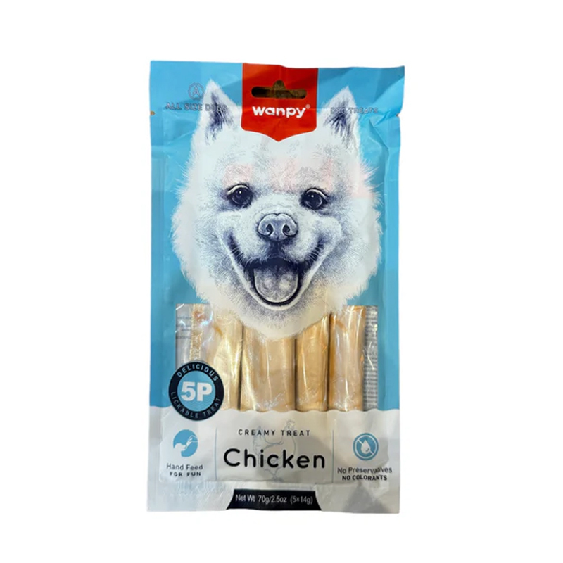 بستنی سگ ونپی با طعم مرغ Wanpy Dog Creamy Treat With Chicken بسته 5 عددی
