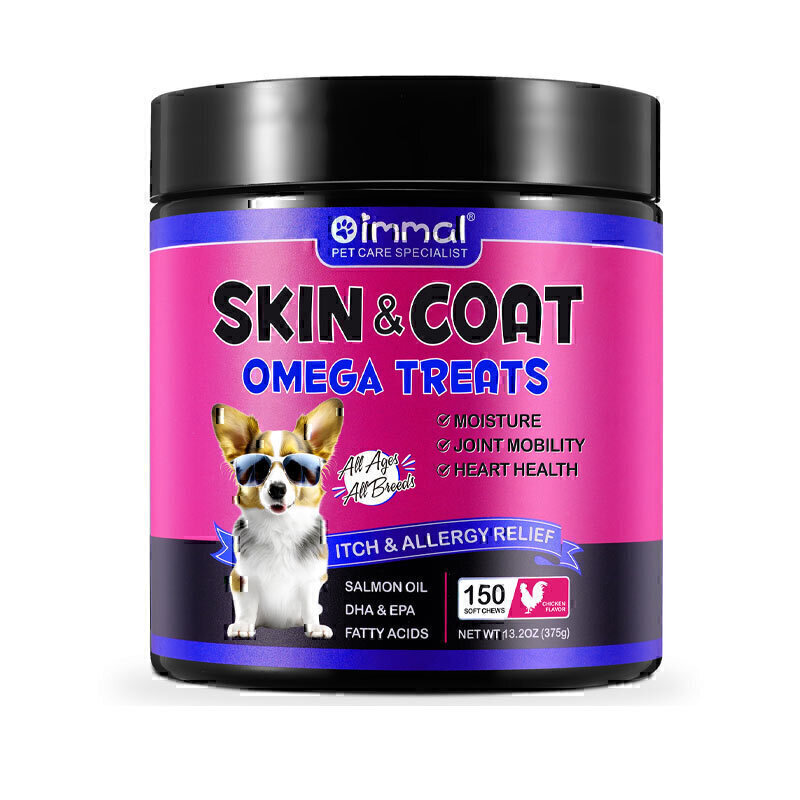 تشویقی سگ جویدنی تقویت پوست و مو اویمال با طعم مرغ Oimmal Skin And Coat Dog Chews With Chicken Flavor بسته 150 عددی