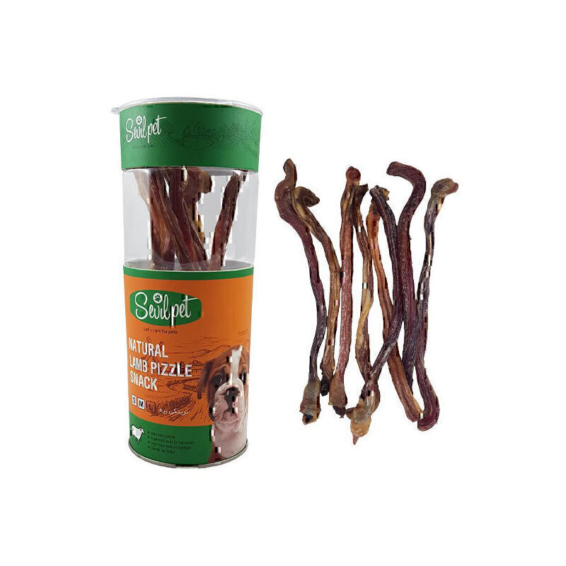 تشویقی طبیعی نرینگی بره سگ سویل پت Sevil Pet Lamb Pizzle Dog Snack بسته 8 عددی