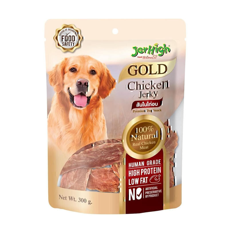 تشویقی سگ جرهای با طعم مرغ Jerhigh Gold Jerky Dog Snack With Chicken وزن 300 گرم
