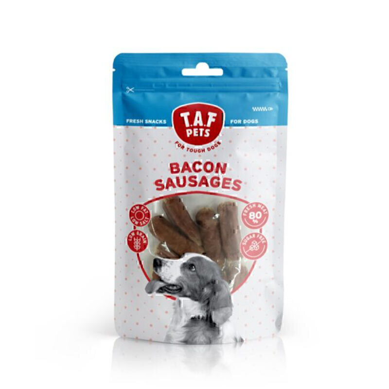 تشویقی سوسیسی سگ تاف پتز با طعم بیکن T.A.F. Pets Bacon Sausages وزن 75 گرم