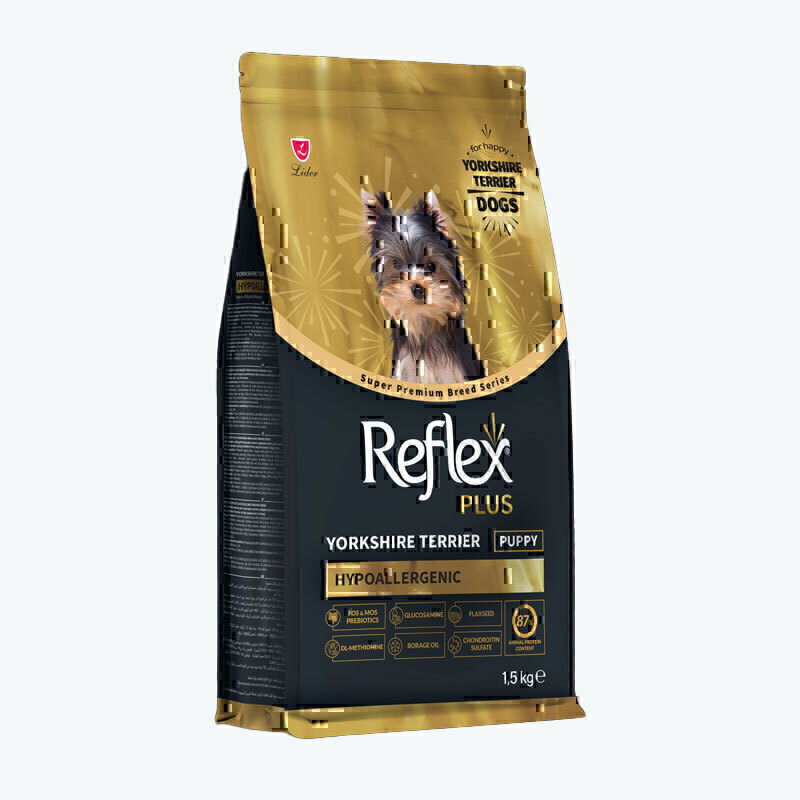غذای خشک توله سگ نژاد یورکشایر تریر رفلکس پلاس Reflex Plus Puppy Yorkshire Terrier وزن 1.5 کیلوگرم