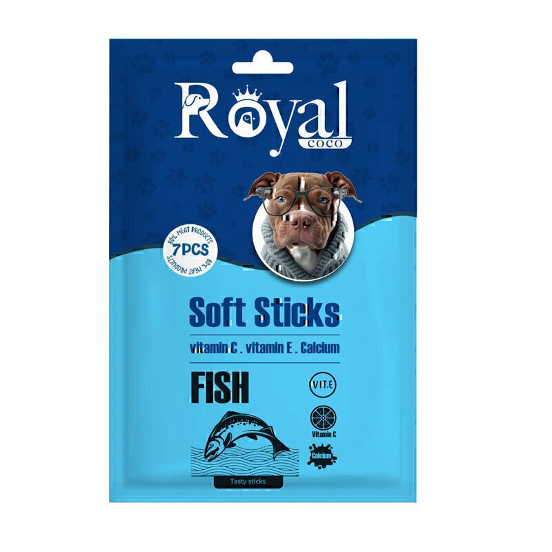 اسنک تشویقی مدادی نرم سگ رویال کوکو با طعم ماهی بسته 7 عددی