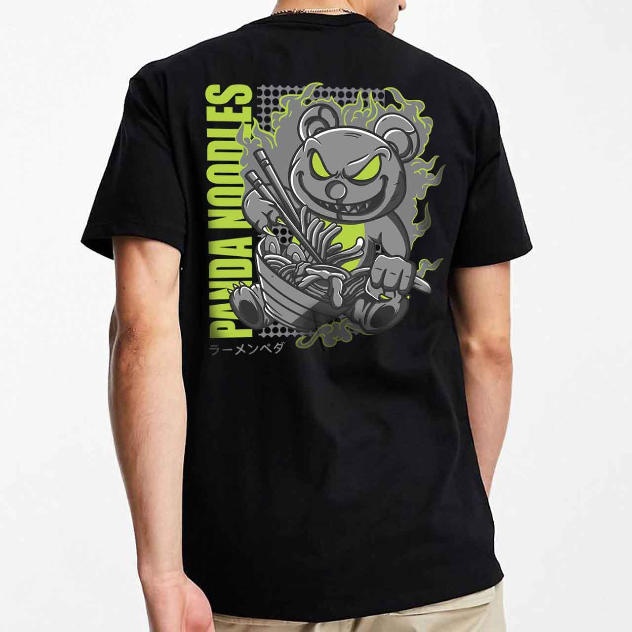 تیشرت نخی آستین کوتاه طرح پاندای خشمگین و نودل