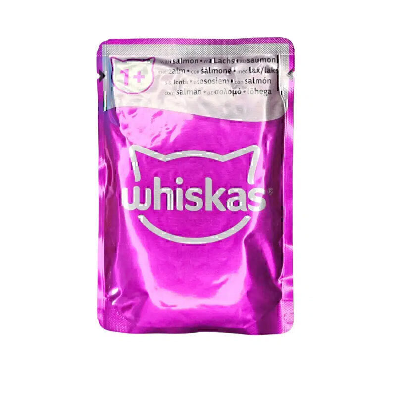 پوچ گربه ویسکاس با طعم ماهی سالمون Whiskas Cat Pouch With Salmon وزن 85 گرم