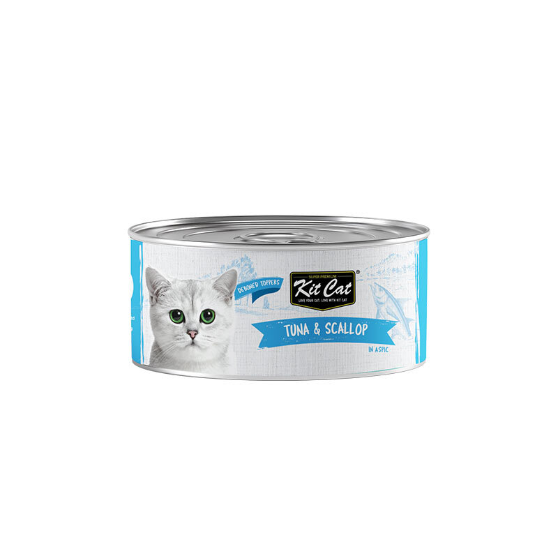 کنسرو غذای گربه کیت کت با طعم ماهی تن و صدف KitCat Tuna & Scallop وزن 80 گرم