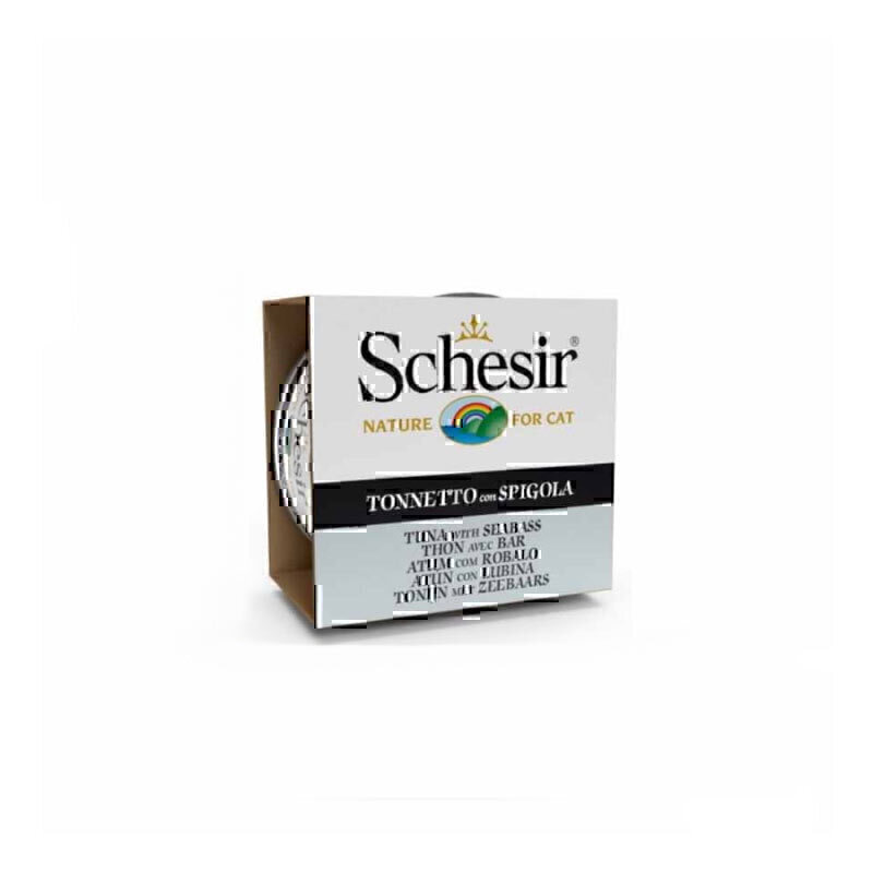 کنسرو غذای گربه شسیر با طعم ماهی تن و ماهی سی بس Schesir Tuna & Seabass وزن 85 گرم