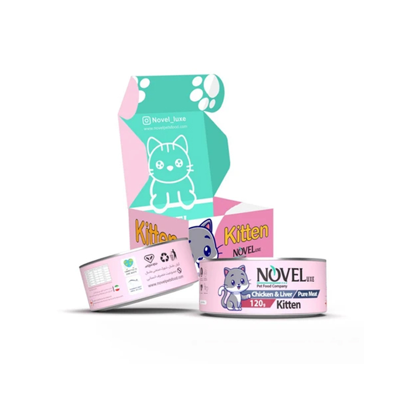 کنسرو بچه گربه نوول با طعم مرغ و جگر Novel Kitten Pate With Chicken and Liver وزن 120 گرم