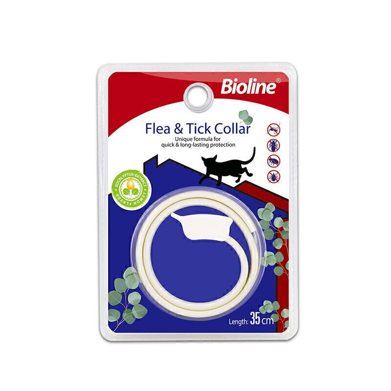 قلاده ضد کک و کنه و حشرات گربه بایولاین با رایحه لیمو Bioline Flea and Tick Collar For Cat سایز 35 سانتی متر