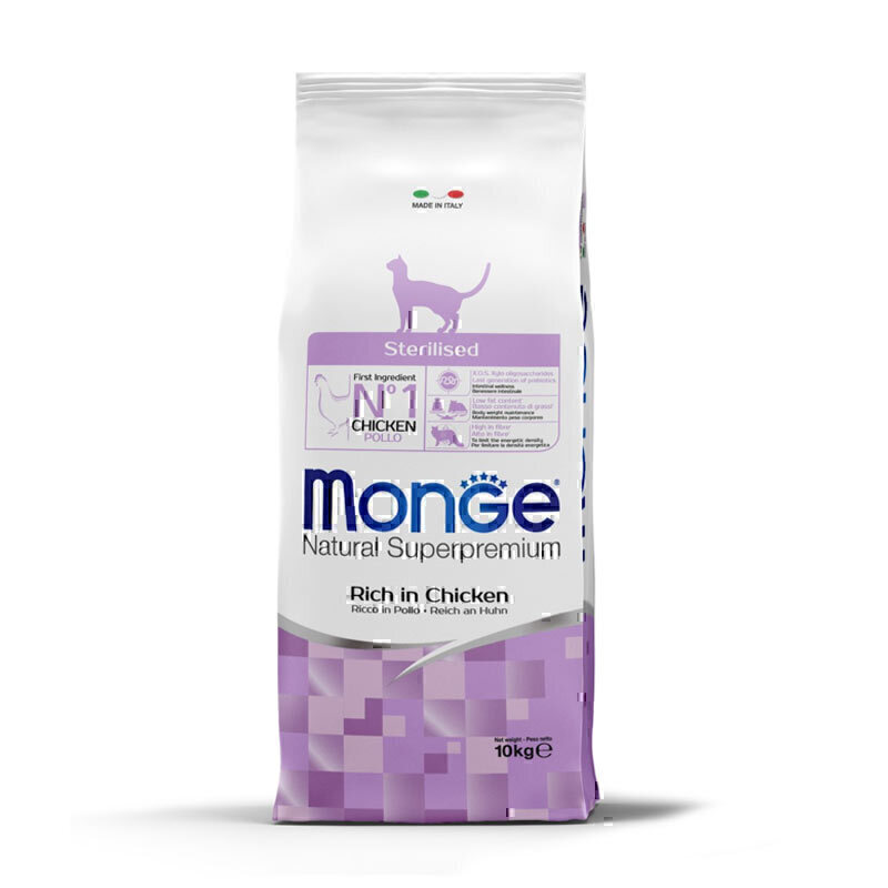 غذای خشک گربه‌های عقیم شده مونژ با طعم مرغ Monge Sterilised Cat Food With Chicken وزن 10 کیلوگرم