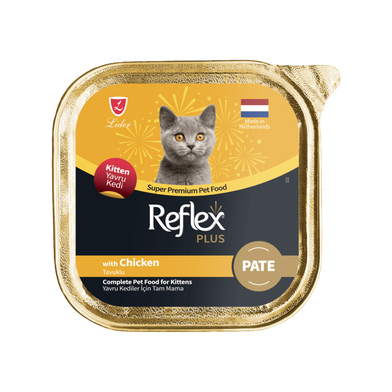 غذای کاسه ای گربه رفلکس پلاس پته با طعم گوشت مرغ Reflex Plus Super Premium with Chicken Pate وزن 85 گرم