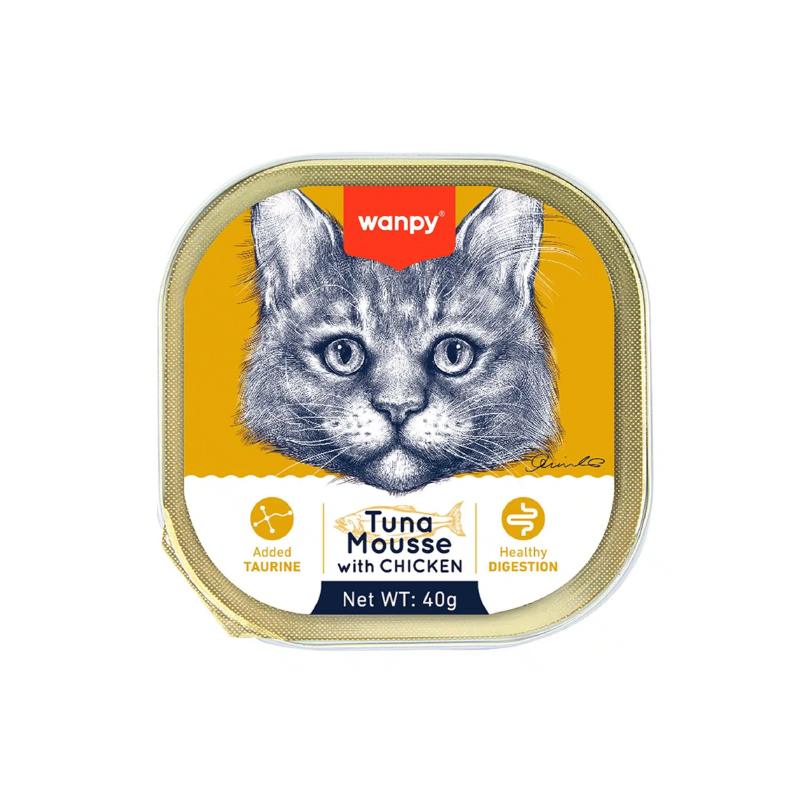 ووم گربه ونپی با طعم ماهی تن و مرغ Wanpy Tuna Mousse With Chicken وزن 40 گرم