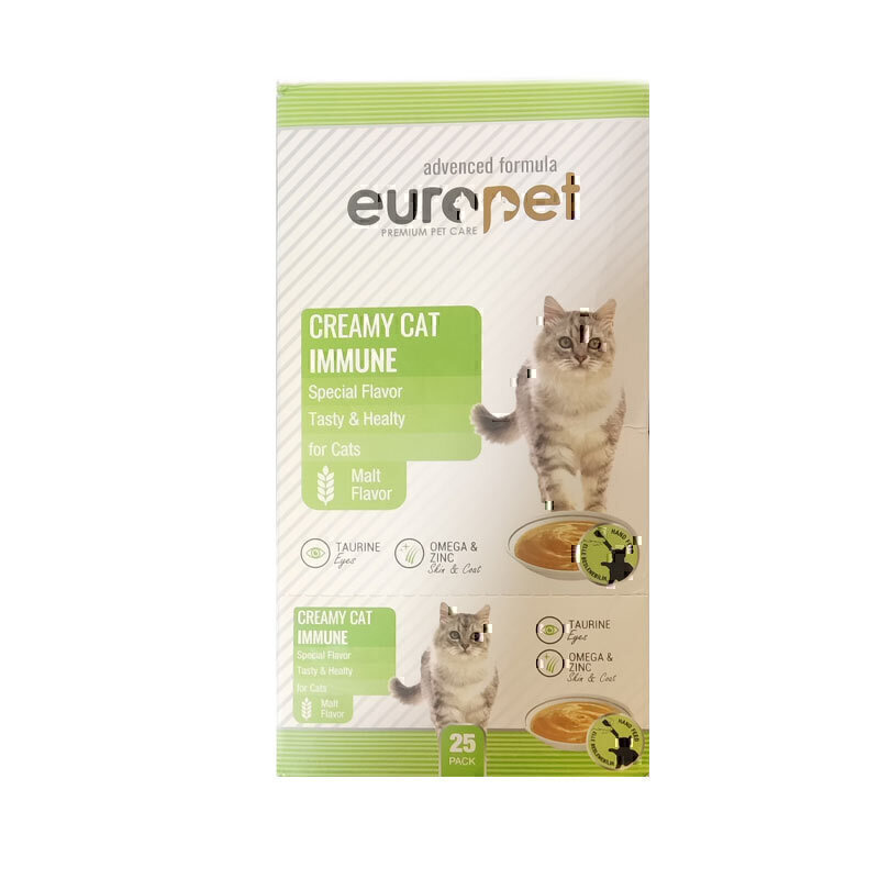 بستنی گربه یوروپت با طعم مالت Europet Creamy Cat Treat With Malt Flavor بسته 25 عددی