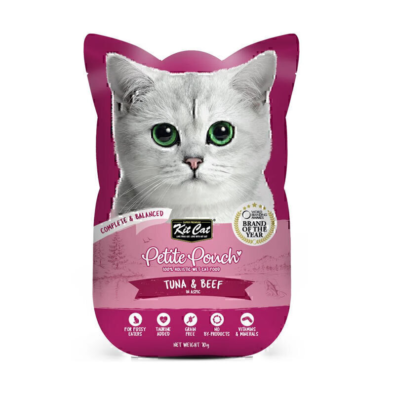 پوچ گربه کیت کت با طعم ماهی تن و گوشت گاو Kit Cat Cat Pouch With Tuna & Beef وزن 70 گرم