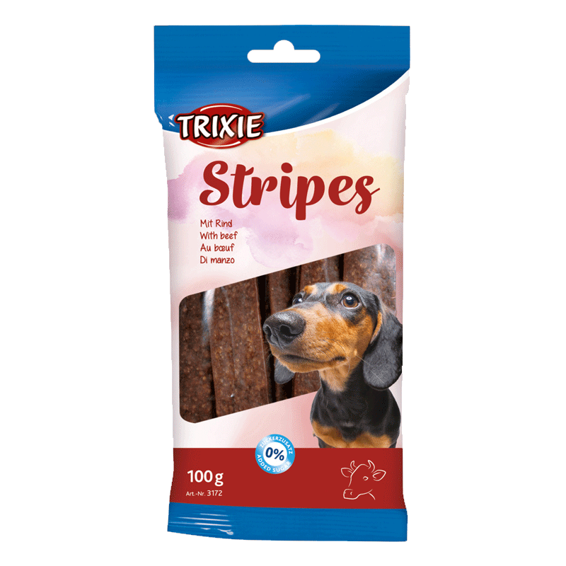 تشویقی سگ تریکسی با طعم گوشت Trixie Stripes Jerkyوزن 100 گرم