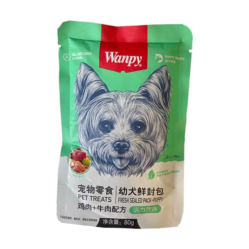 پوچ توله سگ ونپی با طعم مرغ و گوشت گاو Wanpy Chicken & Beef وزن ۸۰ گرم