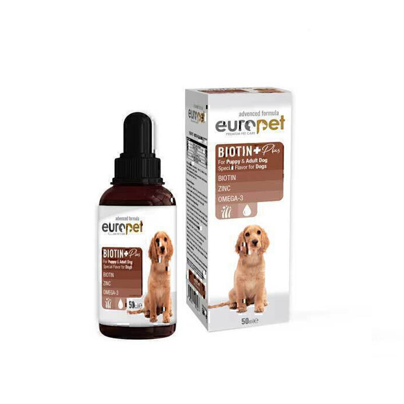 قطره بیوتین سگ یوروپت Europet ‌‌Biotin Plus Drop حجم 50 میلی لیتر
