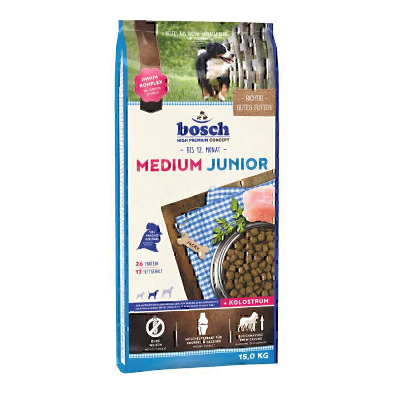 غذای خشک توله سگ نژاد متوسط بوش با طعم گوشت پرندگان Bosch Medium Junior وزن 3 کیلوگرم
