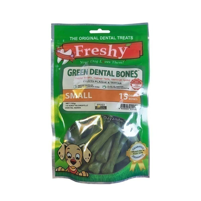 تشویقی استخوانی سگ فرشی Freshy Green Dental Bones بسته 15 عددی