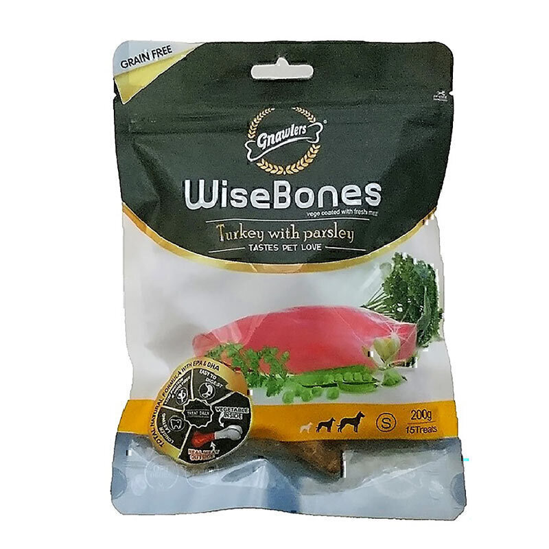 تشویقی سگ استخوان کوچک گناولرز با طعم بوقلمون و جعفری Gnawlers Small Turkey And Parsley Dog Treat بسته 15 عددی