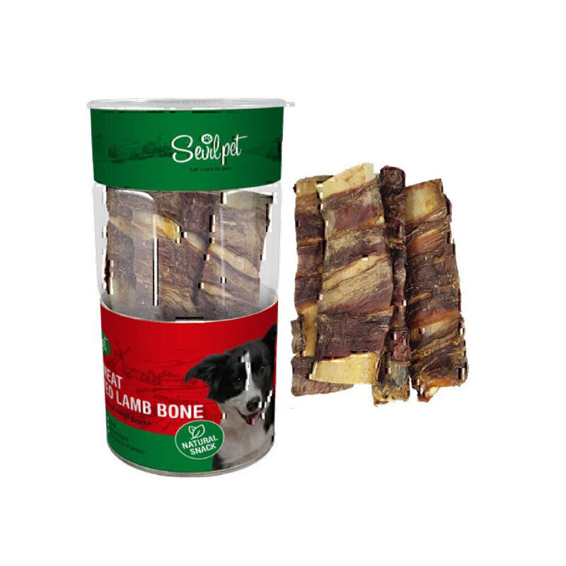 تشویقی دورپیچ گوشت گوساله روی استخوان بره سگ سویل پت Sevil Pet Beef Twisted Lamb Bone Dog Snack بسته 4 عددی