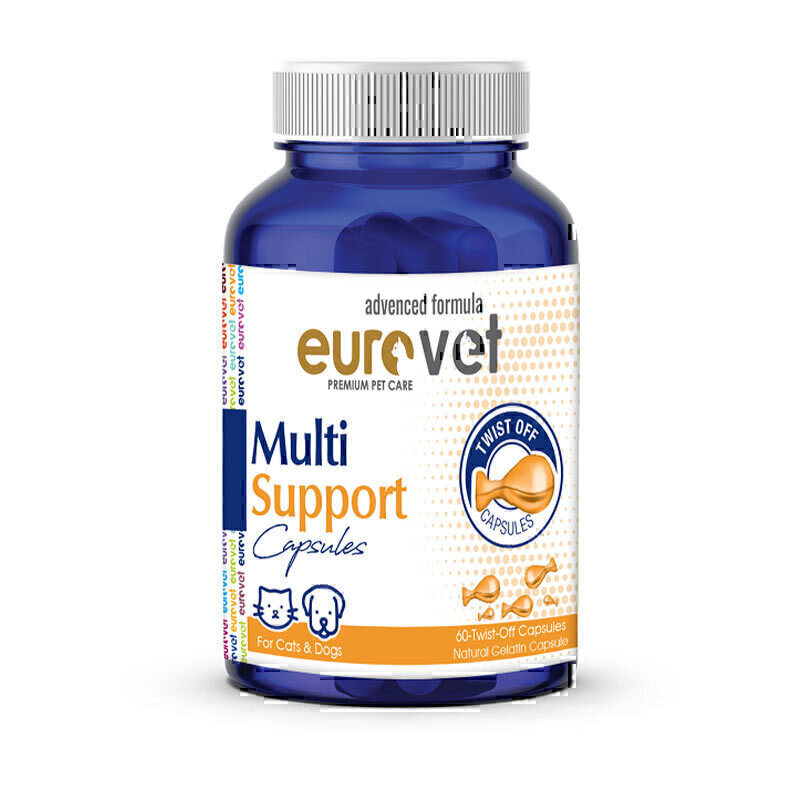 قرص مولتی ویتامین تقویتی چندگانه حیوانات یورووت Eurovet Multi Support بسته 60 عددی